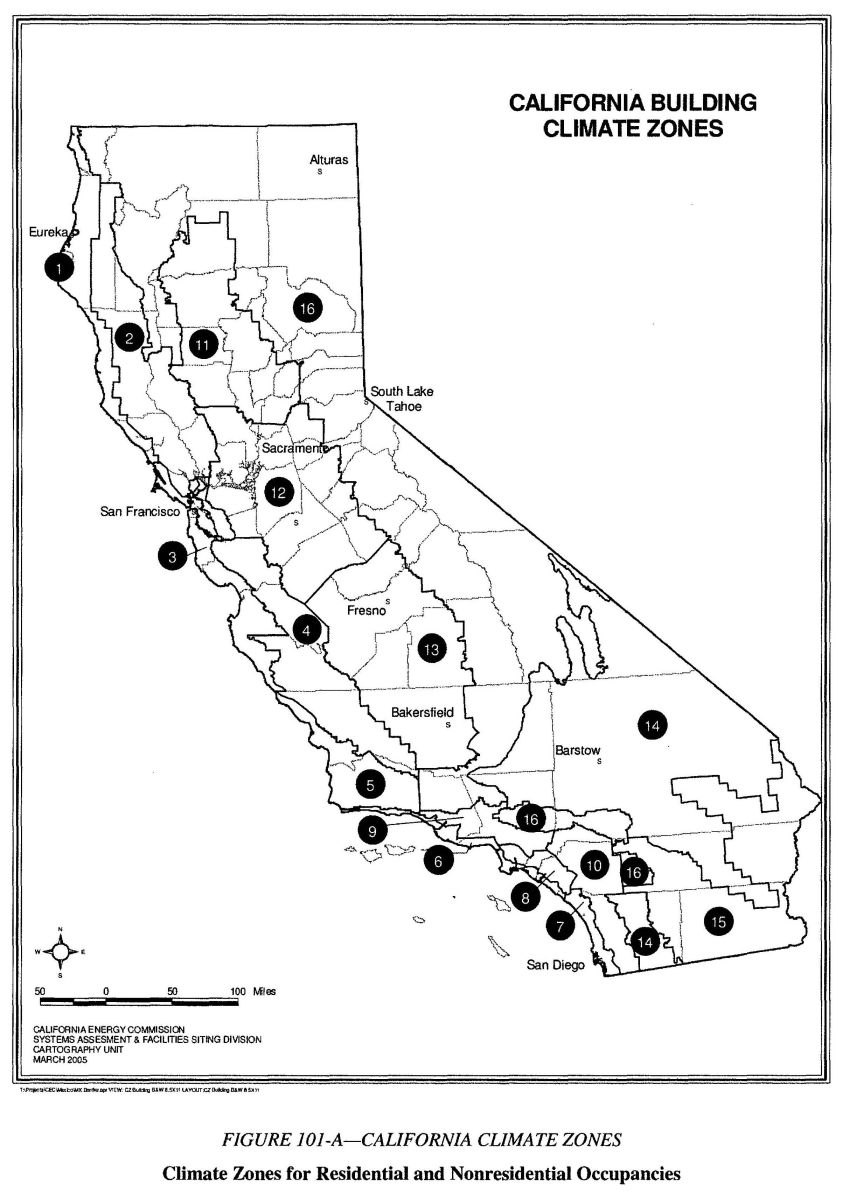 FIGURE 101-A—CALIFORNIA CLIMATE ZONES